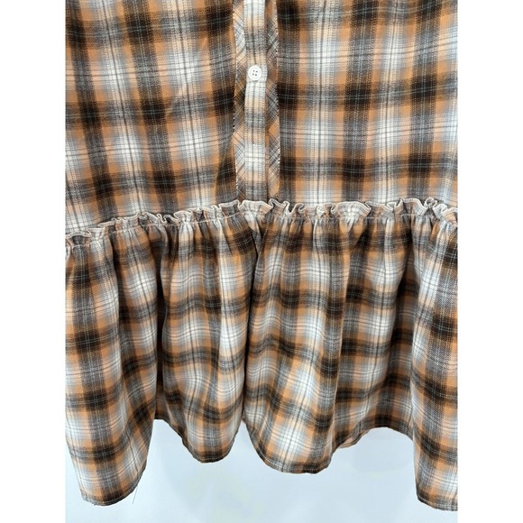 NEW Listicle Plaid Peplum Style Dress Size Medium Flannel Cottagecore Prairie - Picture 5 of 9